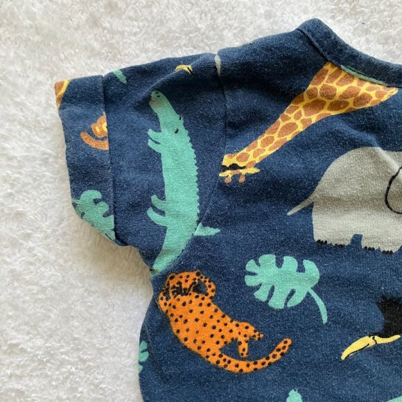 Old Navy Baby Romper 0-3M | Navy Jungle Animal Print One-Piece | GUC - Picture 13 of 16
